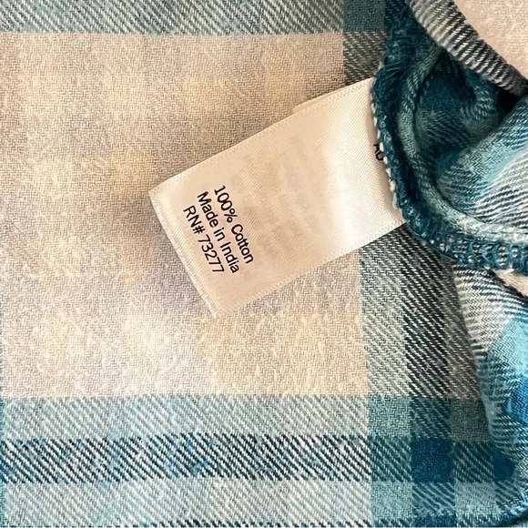 Sonoma blue and white plaid flannel 3X plus sz. button-up 100% cotton - Picture 4 of 7